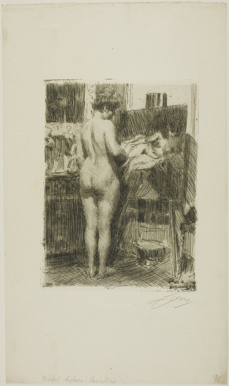 Modell a kép előtt alkotó: Anders Leonard Zorn