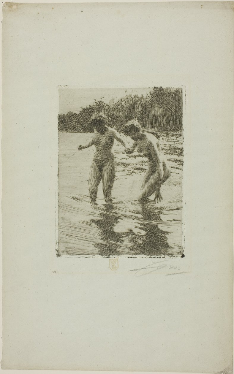 Két fürdőző alkotó: Anders Leonard Zorn