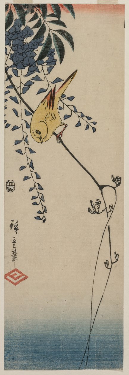 Kanári és Wisteria, 1840-es évek közepe. alkotó: Ando Hiroshige