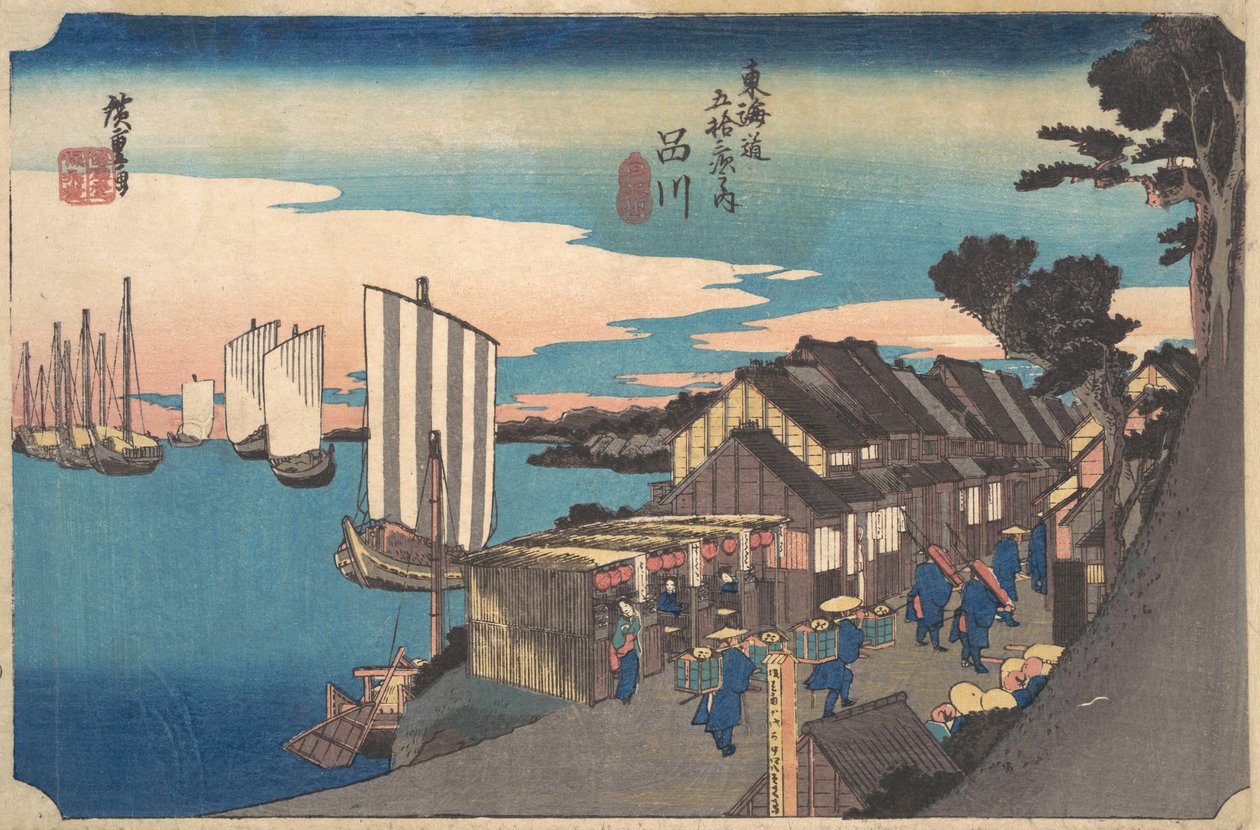 Hajnalban Shinagawában, kb. 1834., kb. 1834. alkotó: Ando Hiroshige