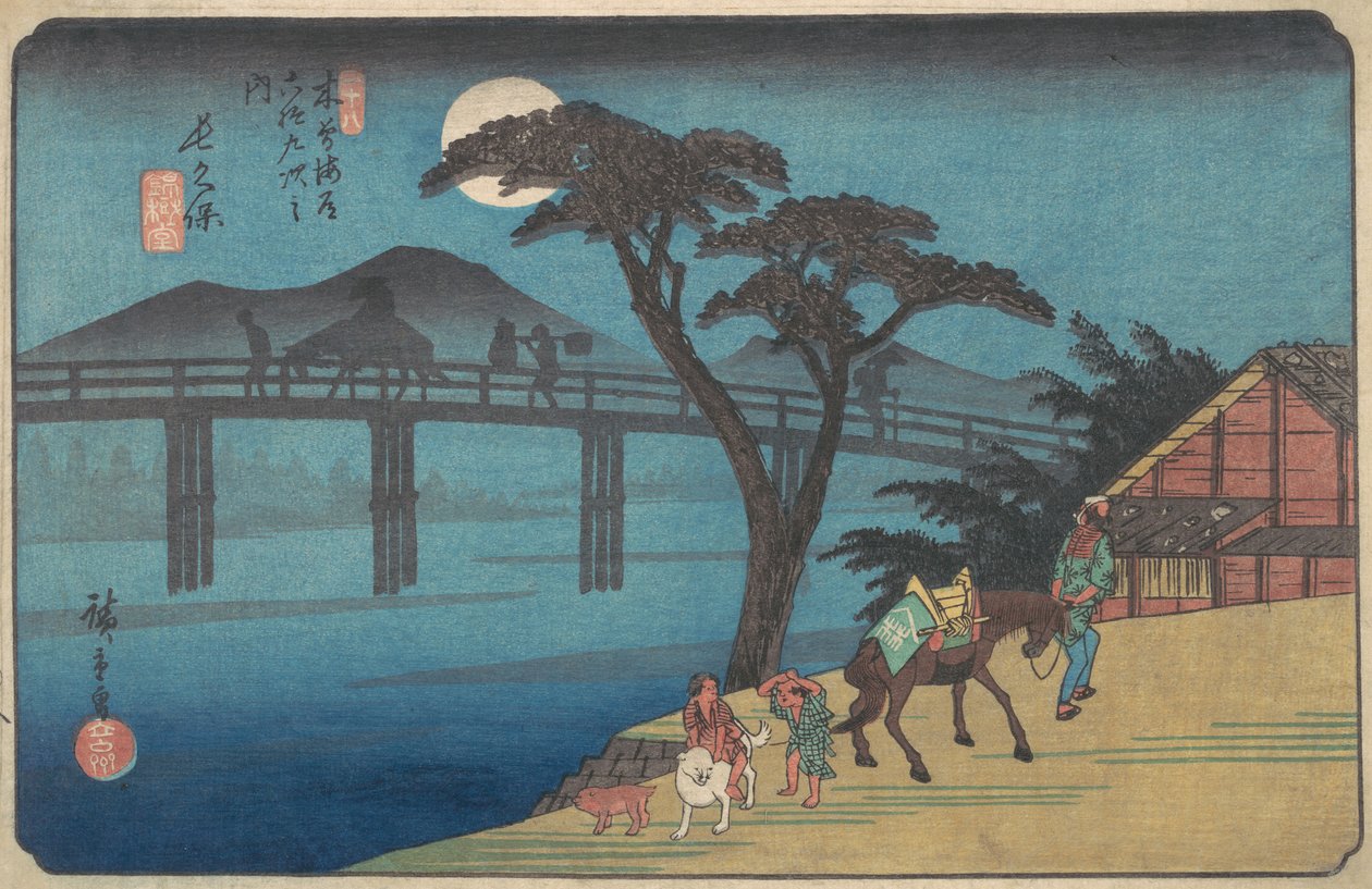 Nagakubo állomás, kb. 1836., kb. 1836. alkotó: Ando Hiroshige