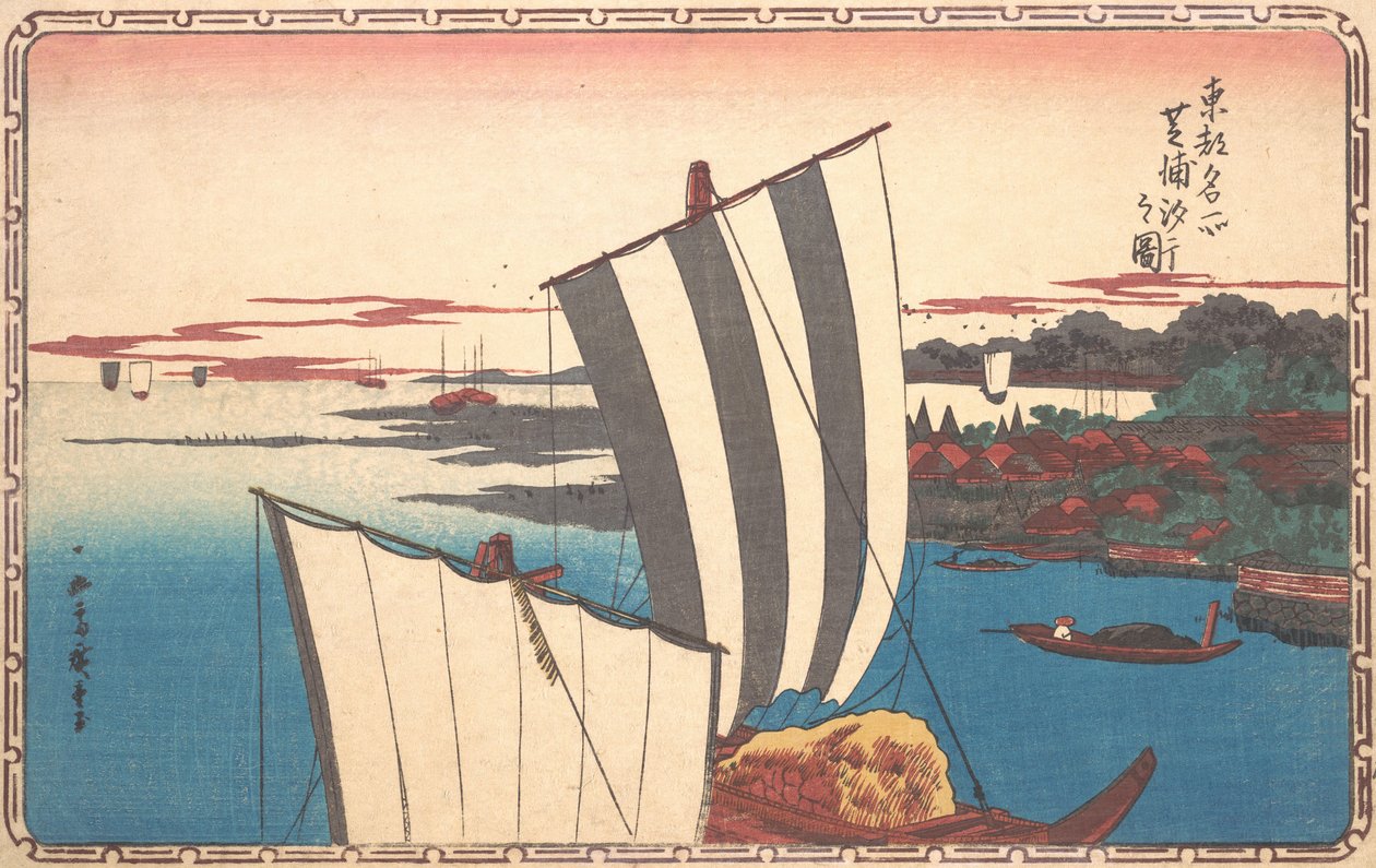 Shell Gathering Shibaurában. alkotó: Ando Hiroshige