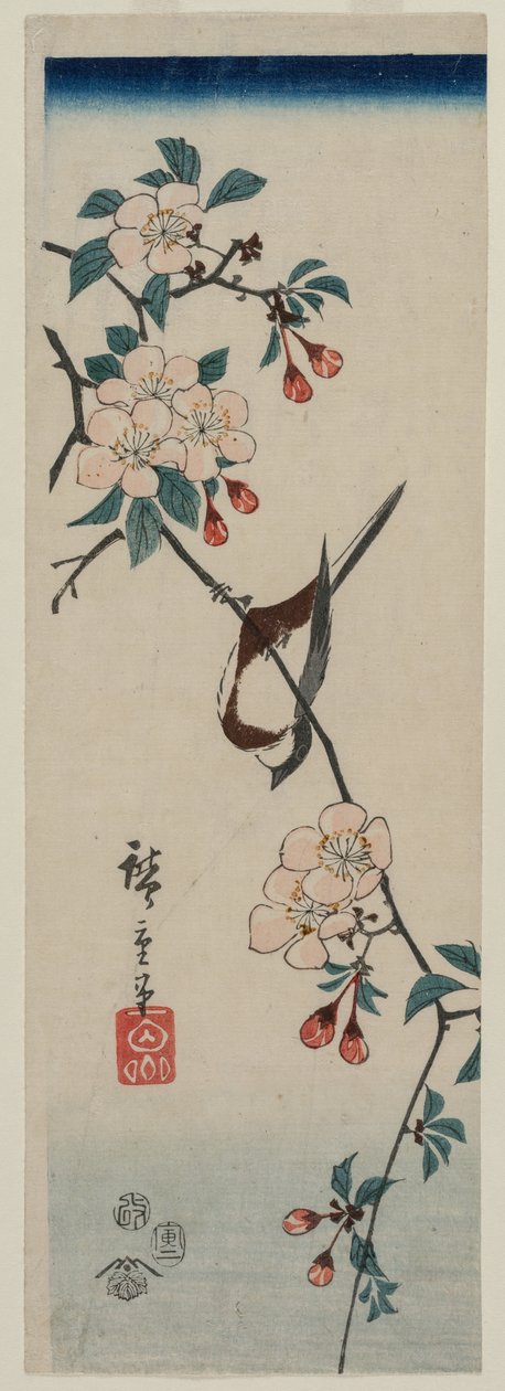 Kis madárfecske a cseresznyeágon, 1854. alkotó: Ando Hiroshige