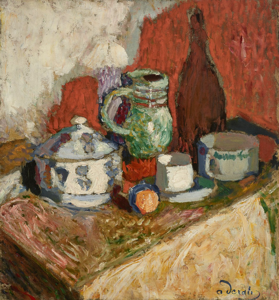 Csendélet levesestállal és üveggel alkotó: Andre Derain