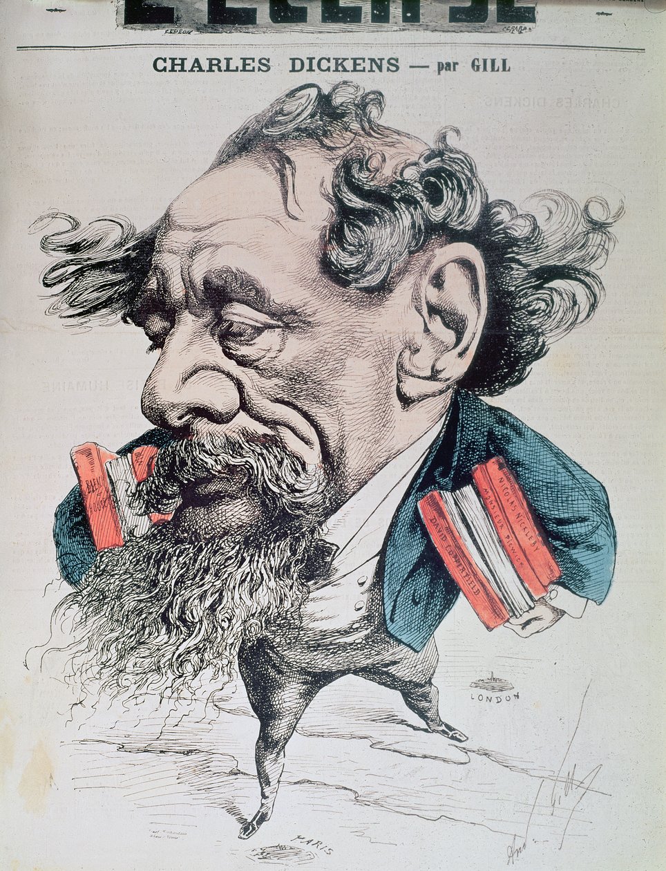 Charles Dickens a La Manche csatornán, borítóillusztráció a „L