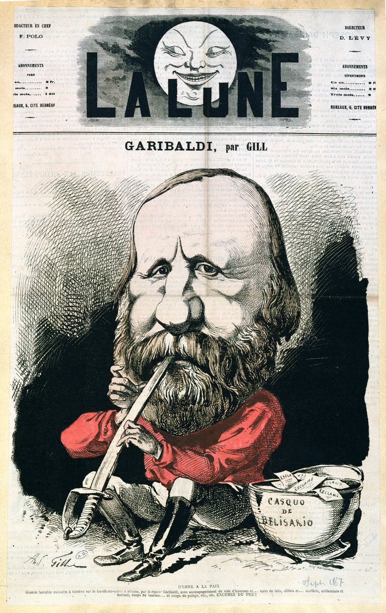 A „La Lune” magazin címlapillusztrációja Giuseppe Garibaldival (1807-82), 1867. szeptember alkotó: Andre Gill
