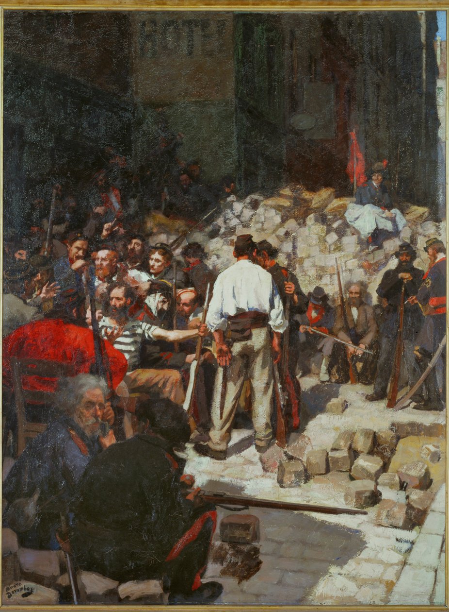 A kommün: A barikád ... (festmény, vászon) alkotó: Andre Devambez