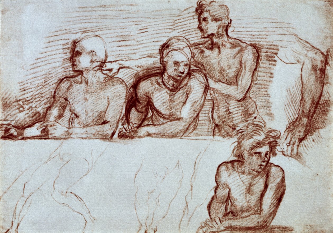 Négy férfialak tanulmányozása (kréta) alkotó: Andrea del Sarto