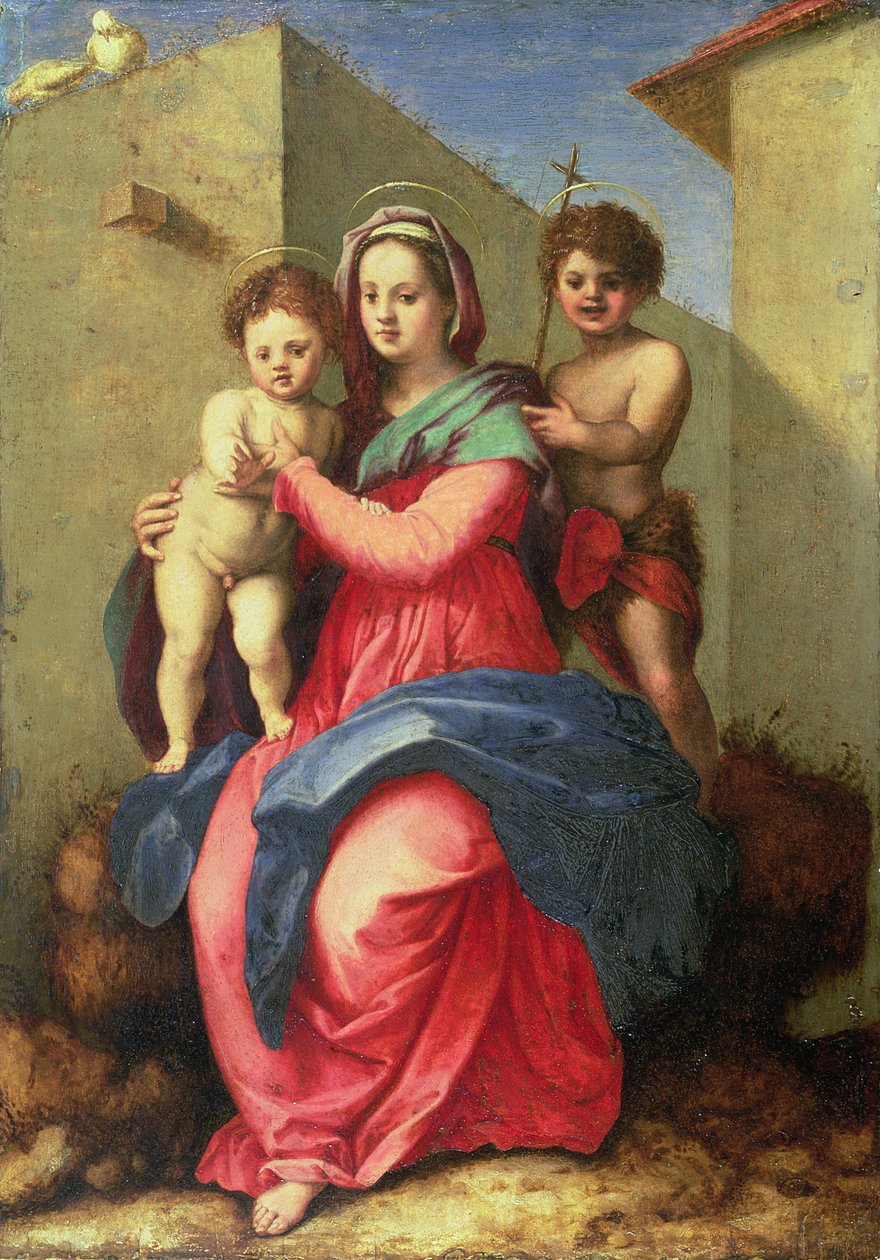 Madonna és gyermeke a Szent János csecsemővel (panel) alkotó: Andrea del Sarto