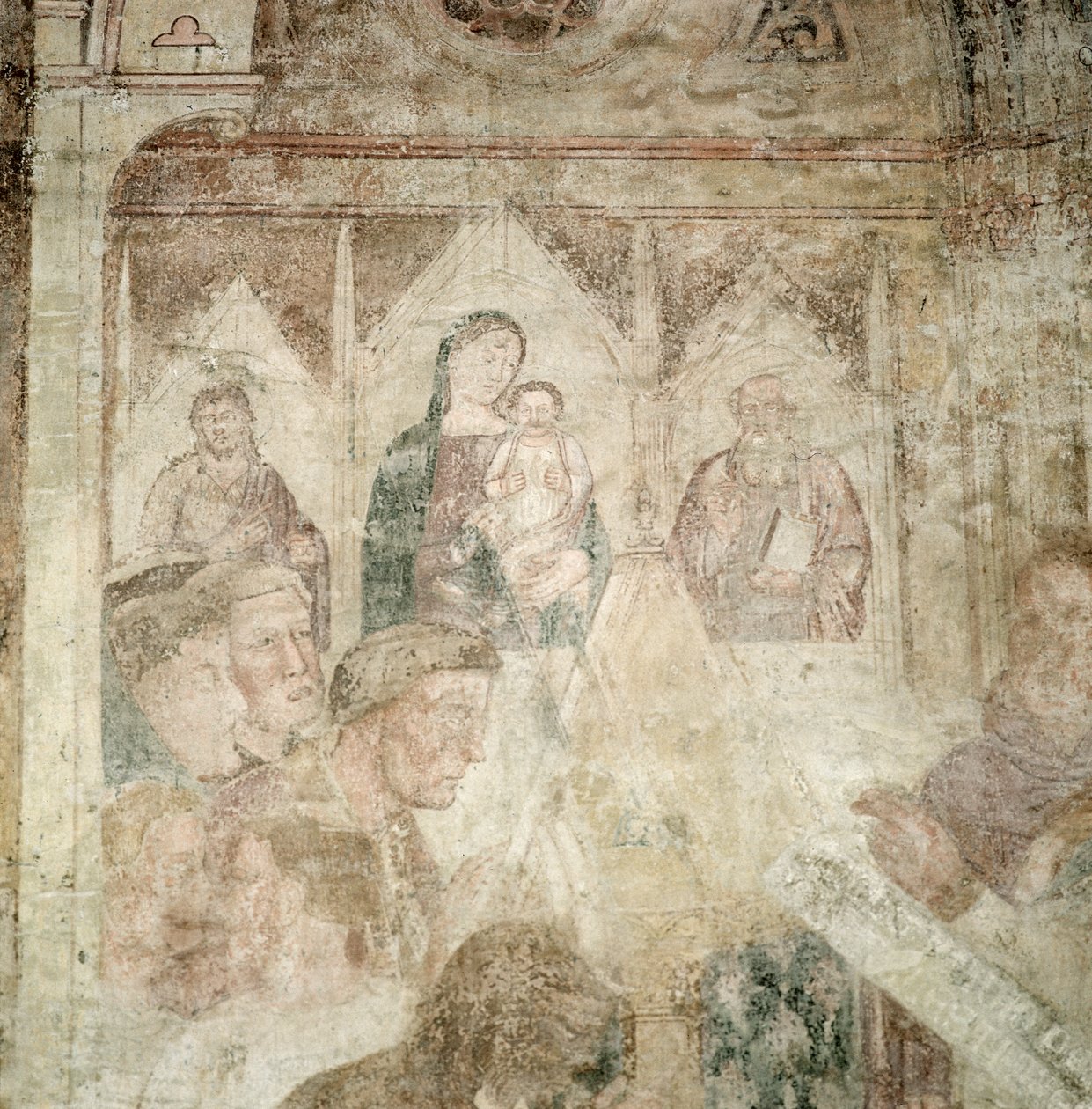 Szent Ranieri imádkozás a templomban (részlet), 14. század közepe alkotó: Andrea di Bonaiuto