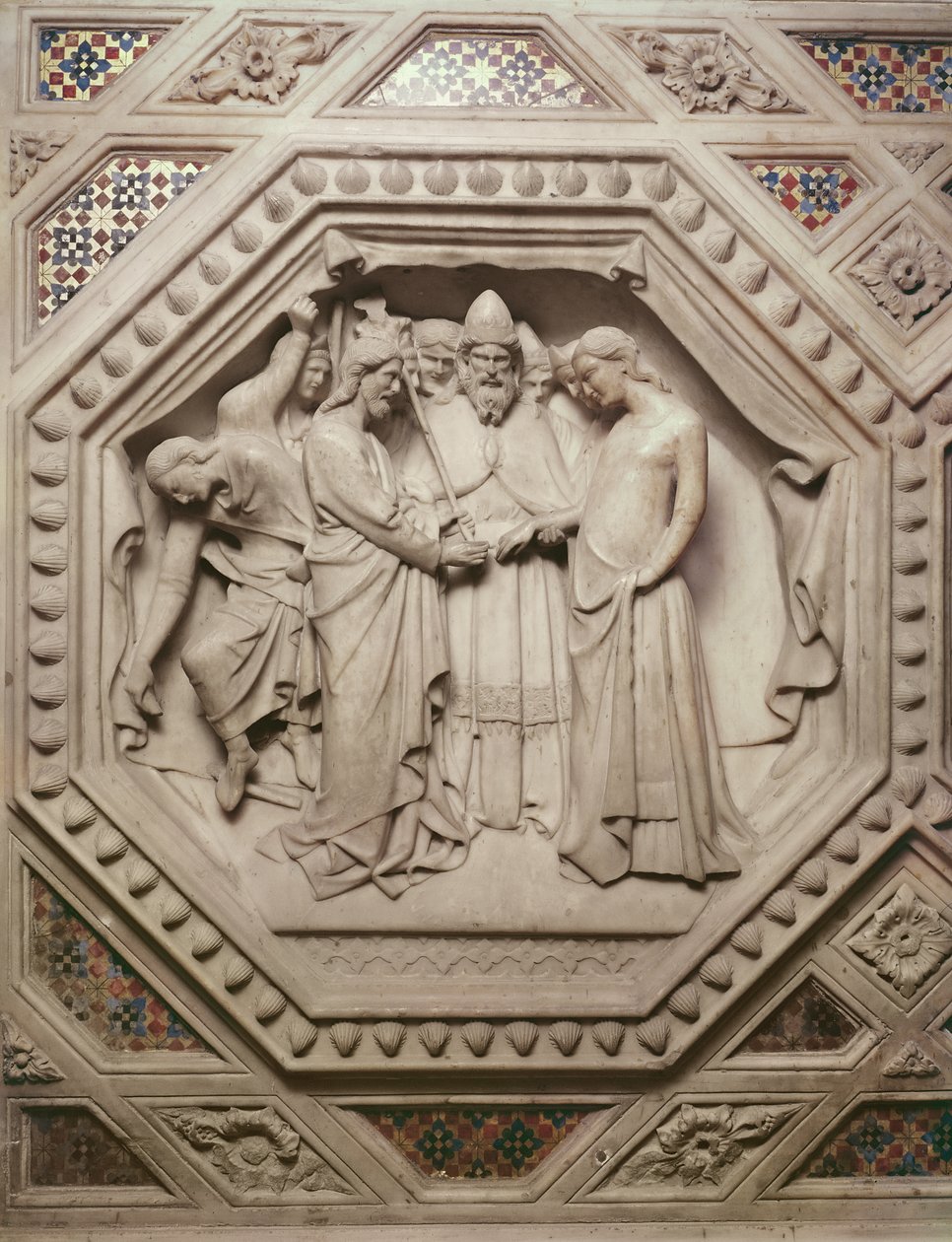 A Szűzanya házassága, részlet a Tabernákulum aljáról, 1349-59 (márvány) alkotó: Andrea di Cione Orcagna