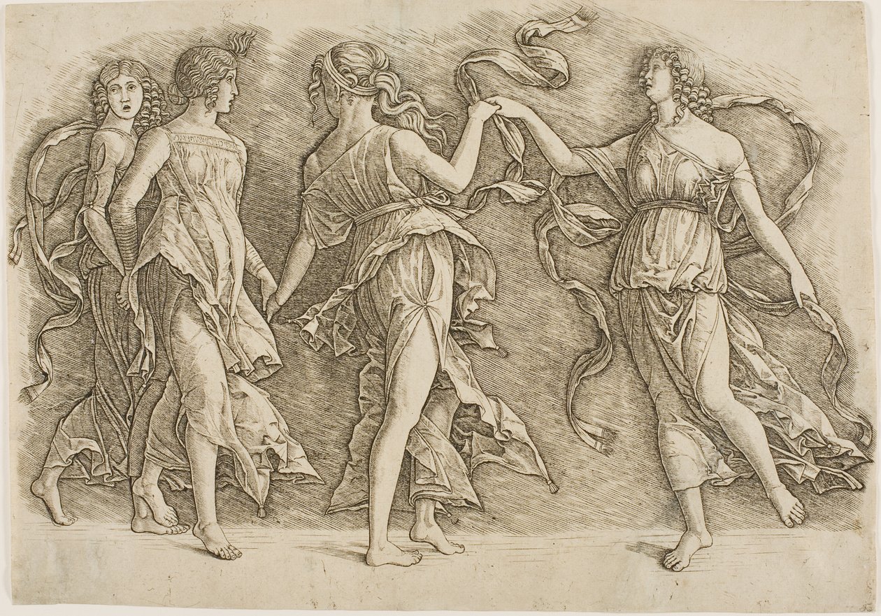 Négy nő táncol alkotó: Andrea Mantegna