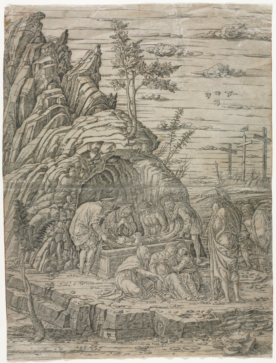 A temetkezés a négy madárral. alkotó: Andrea Mantegna