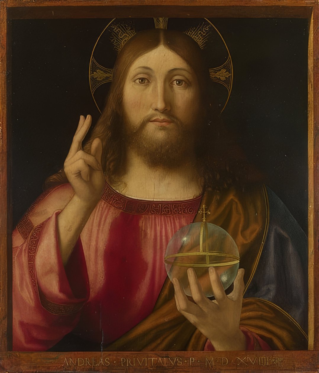 A világ megváltója (Salvator Mundi). 1519 alkotó: Andrea Previtali