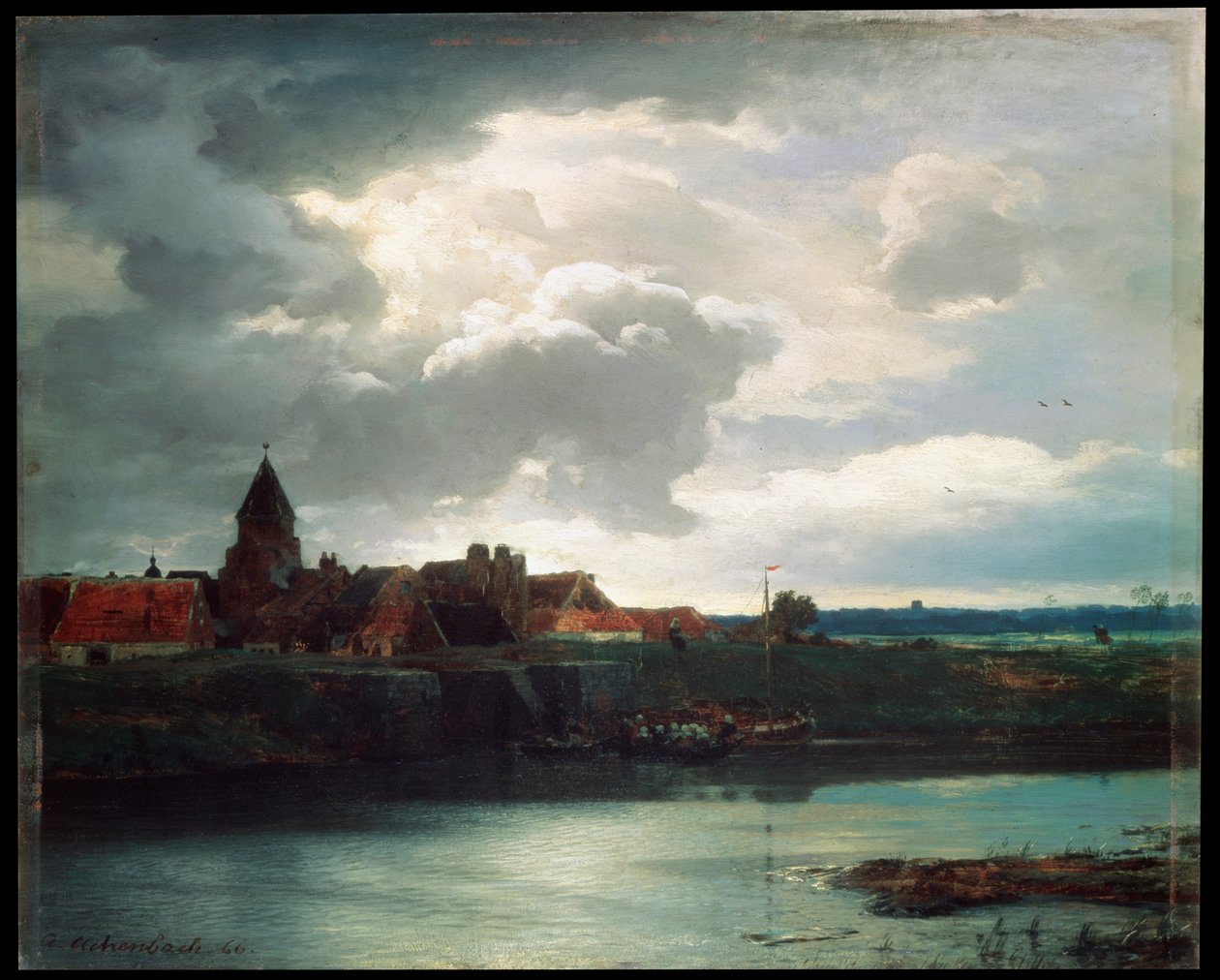 Táj folyóval, 1866 alkotó: Andreas Achenbach