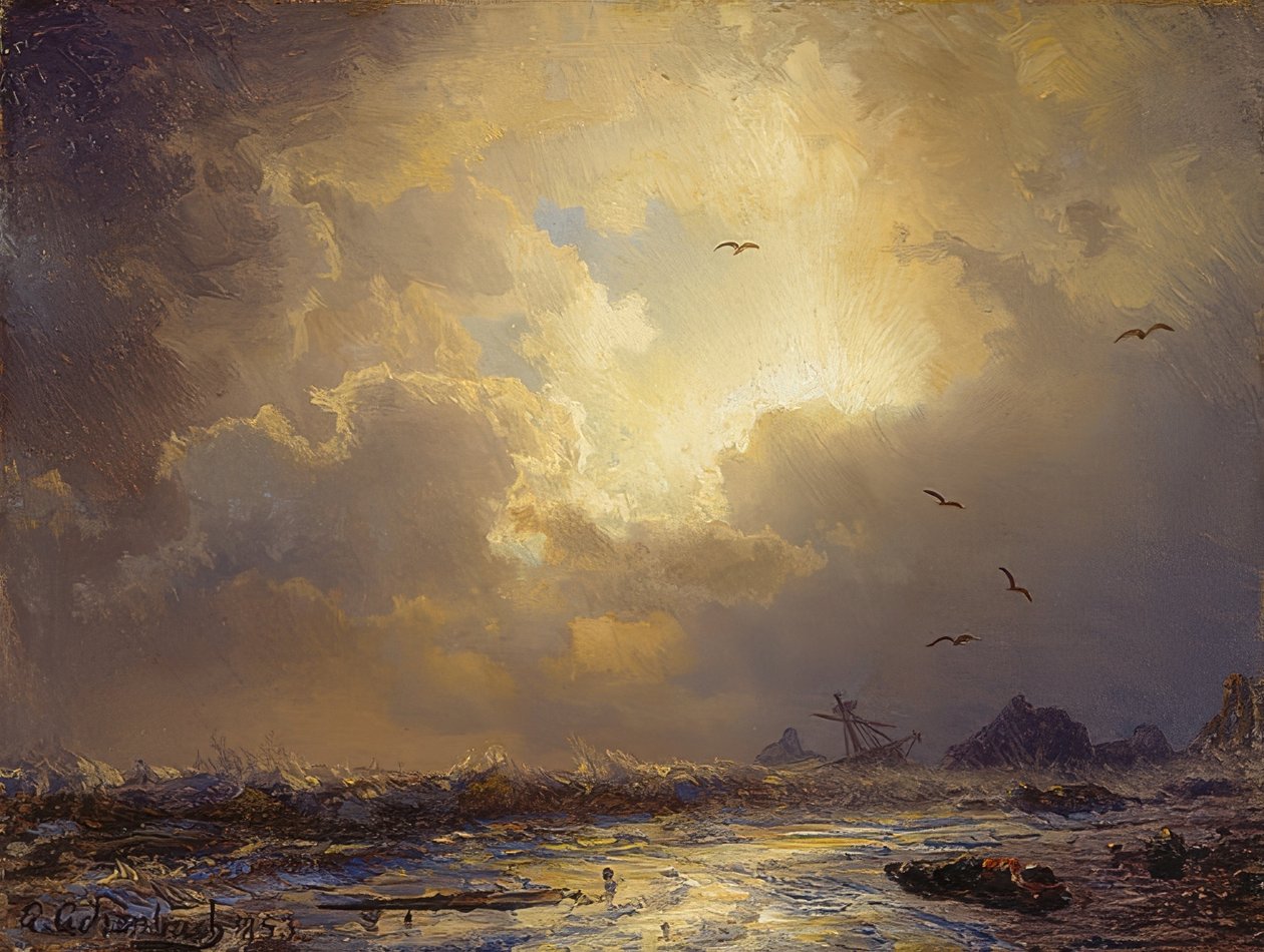 A vihar után. 1853 alkotó: Andreas Achenbach