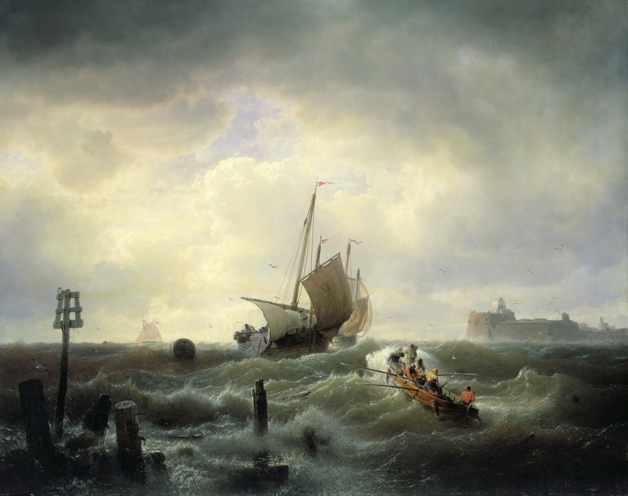 A Hellevoetsluys-i kikötő bejárata alkotó: Andreas Achenbach