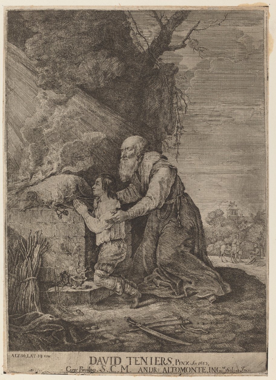 Izsák feláldozása alkotó: Andreas Altomonte, after David Teniers the Younger
