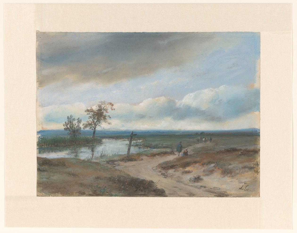 lápi táj alkotó: Andreas Schelfhout (signed by artist)