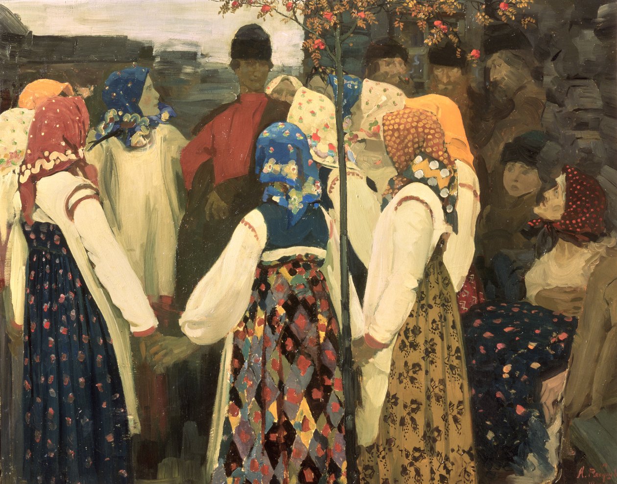 Egy fiú beleférgetett a lány körtáncába, 1902-ben alkotó: Andrei Petrovich Ryabushkin