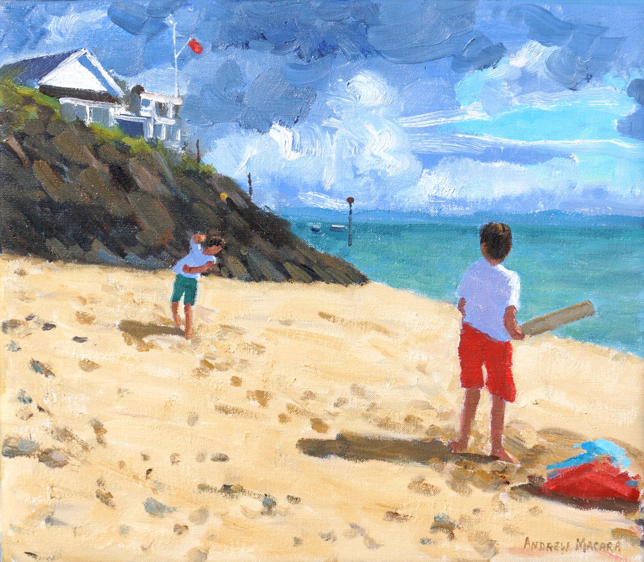 Bowling és ütő, Abersoch, 2015, alkotó: Andrew Macara