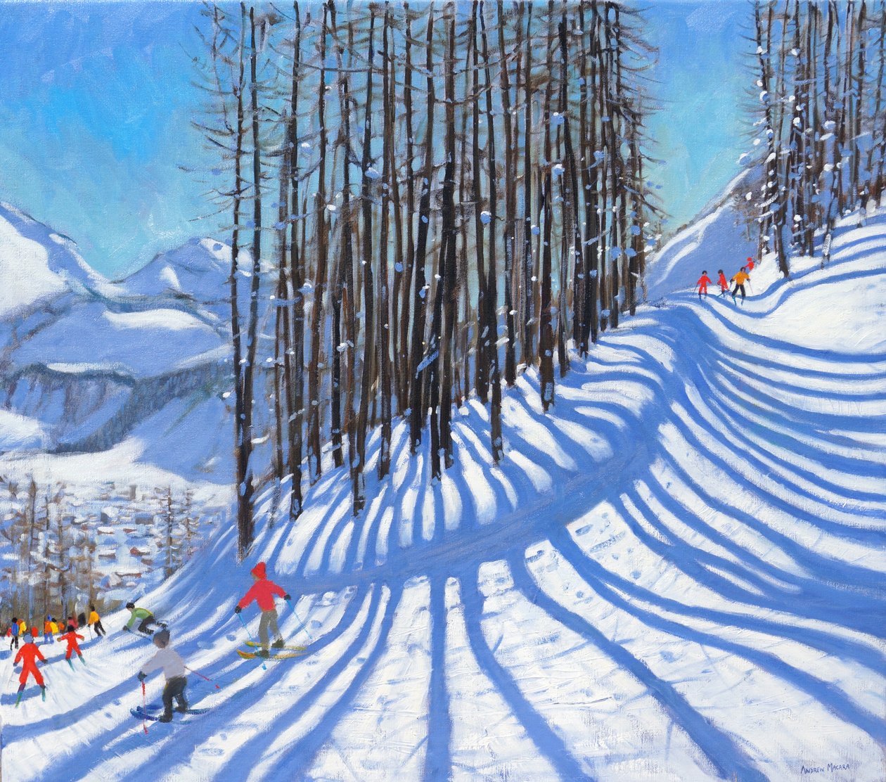 Síelés,La Daille,Tignes,Franciaország.2015,(olaj, vászon) alkotó: Andrew Macara