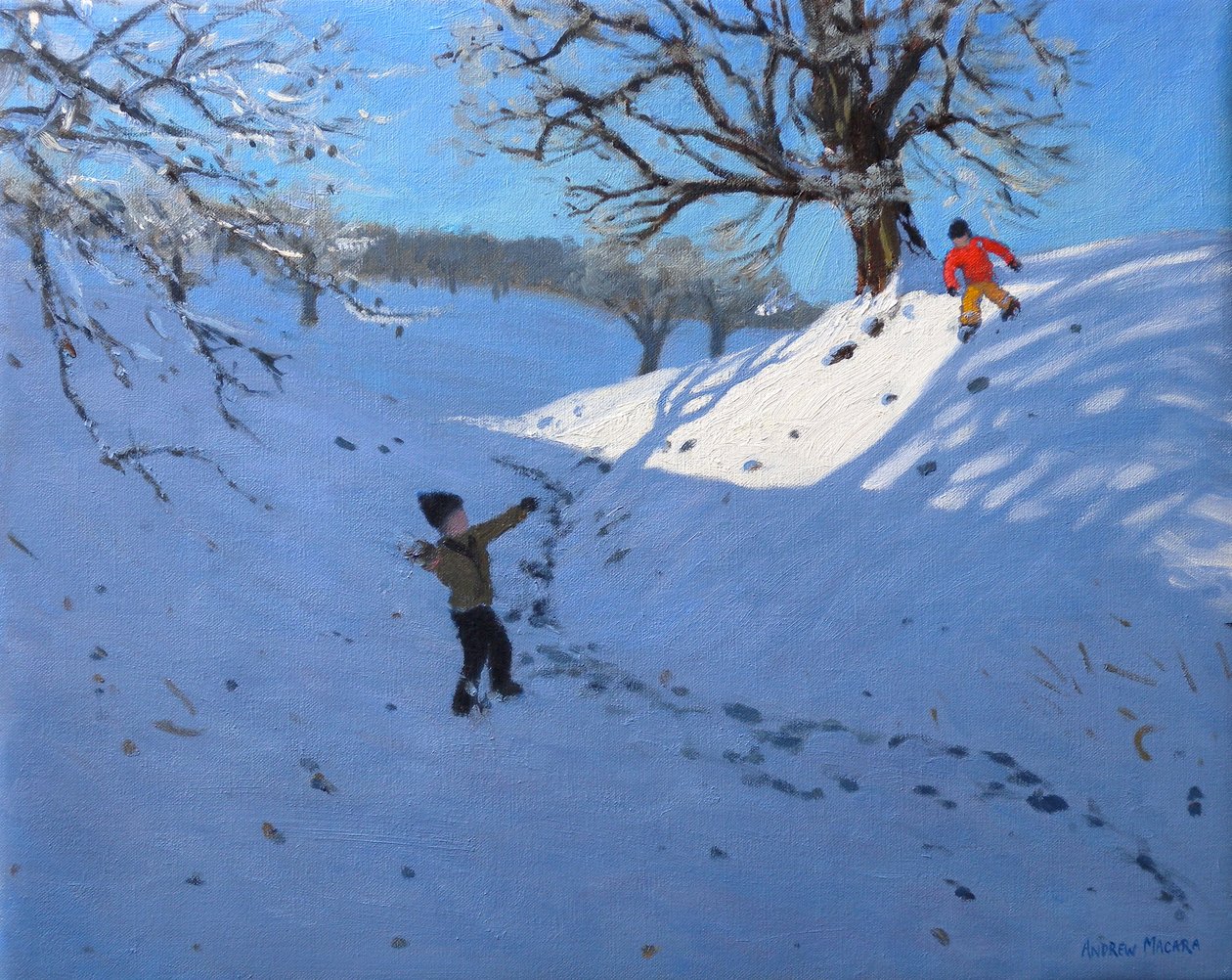 Hógolyózás, 2011 (olaj, vászon) alkotó: Andrew Macara