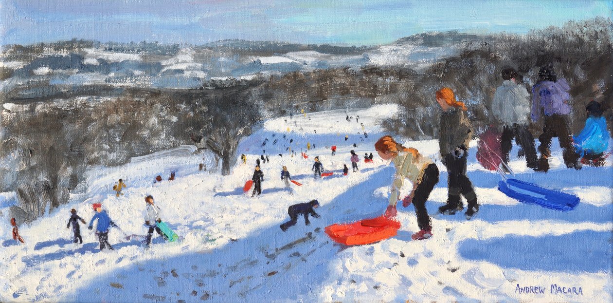 A piros szánkó, Allestree Park, Derby, 2016, alkotó: Andrew Macara