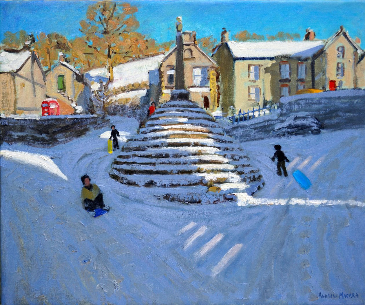 Tél, Bonsall Village, 2014 (olaj, vászon) alkotó: Andrew Macara