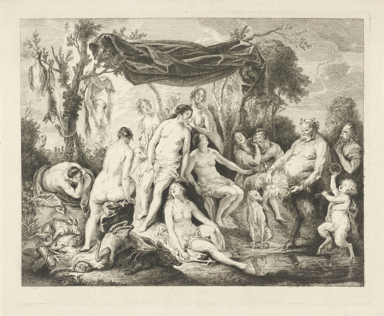 Fürdő Diana en Silenus alkotó: Andries Lens