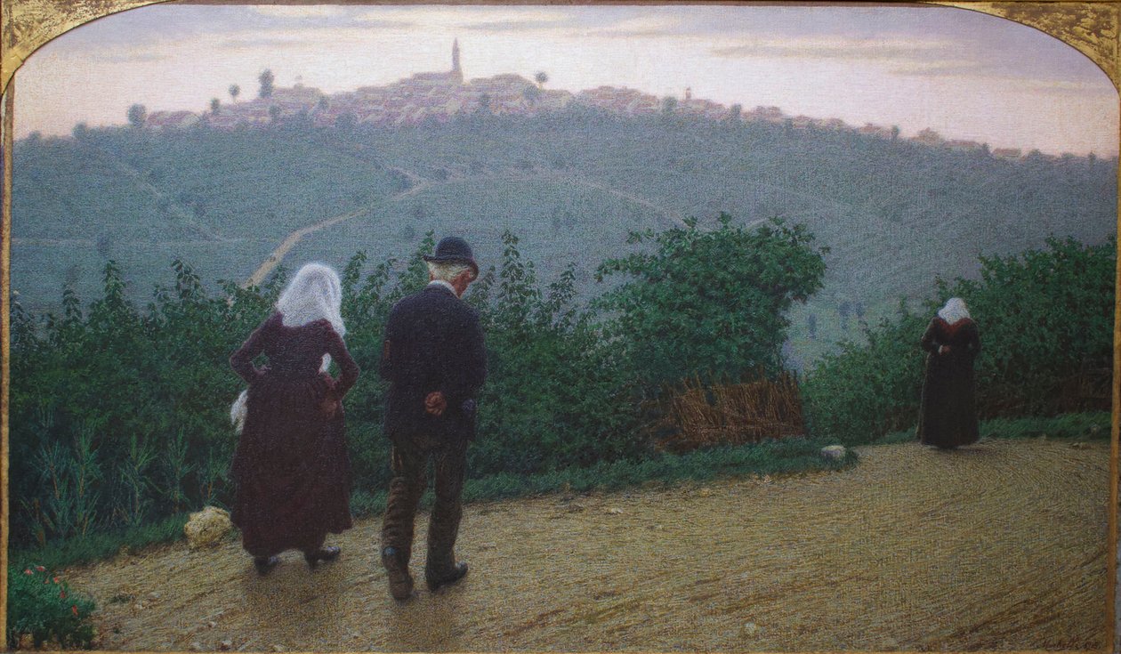 Vasárnap hajnali első szentmise. alkotó: Angelo Morbelli