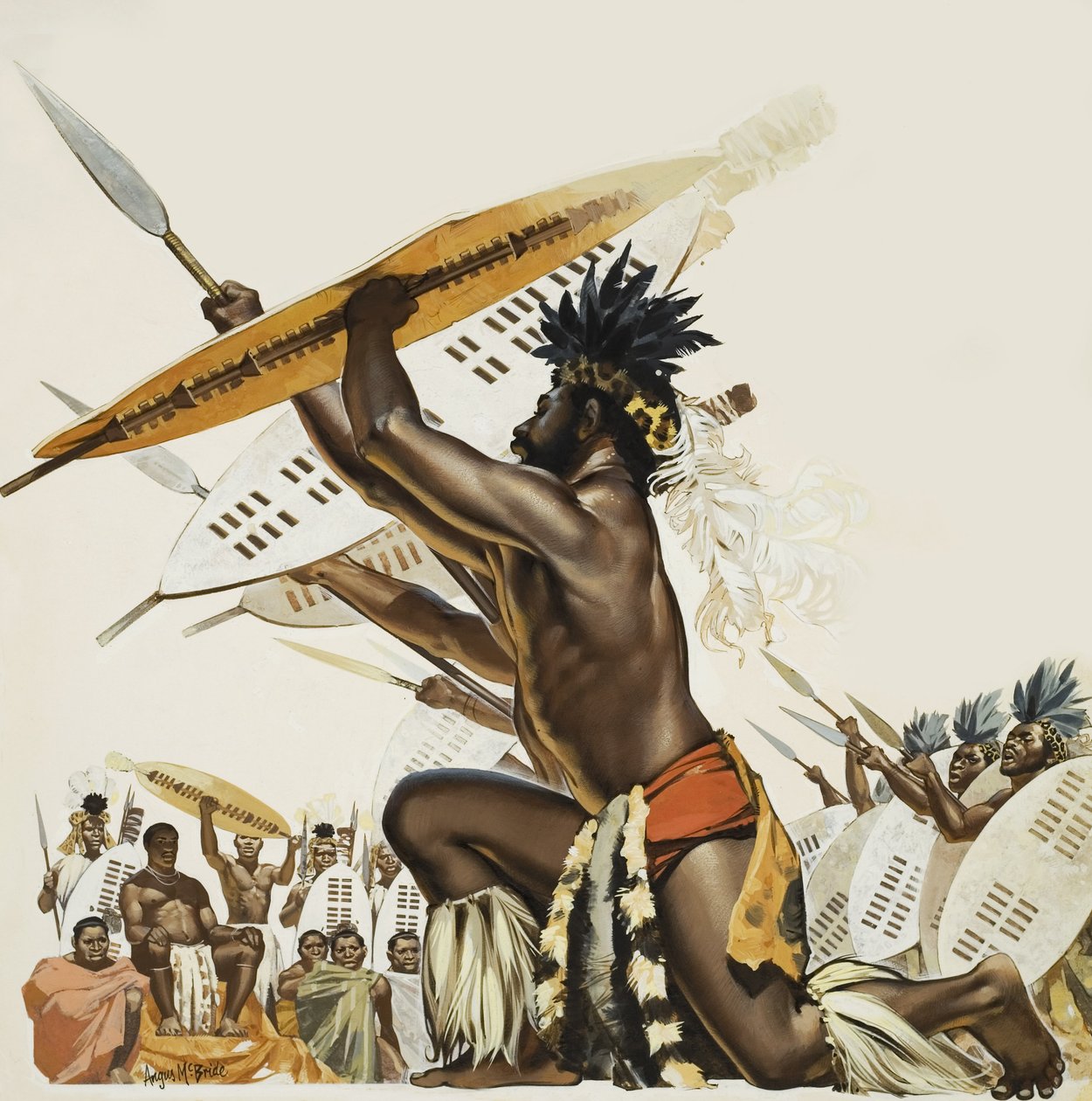Afrikai harcosok (gouache, papír) alkotó: Angus McBride
