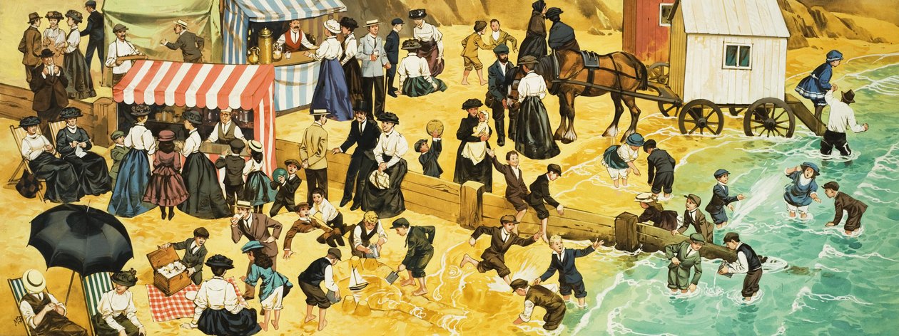 Viktoriánus vagy Edwardian Beach Scene alkotó: Angus McBride