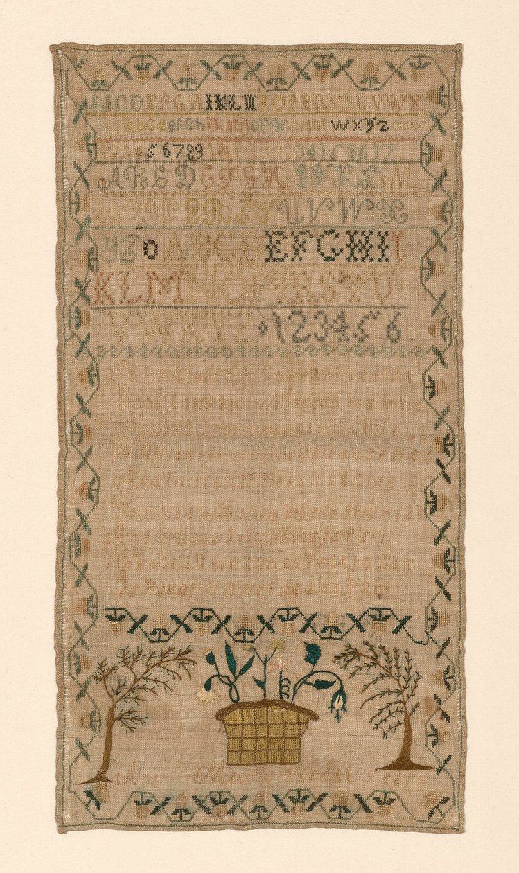Sampler, Egyesült Államok, 19. század. alkotó: Ann Morris