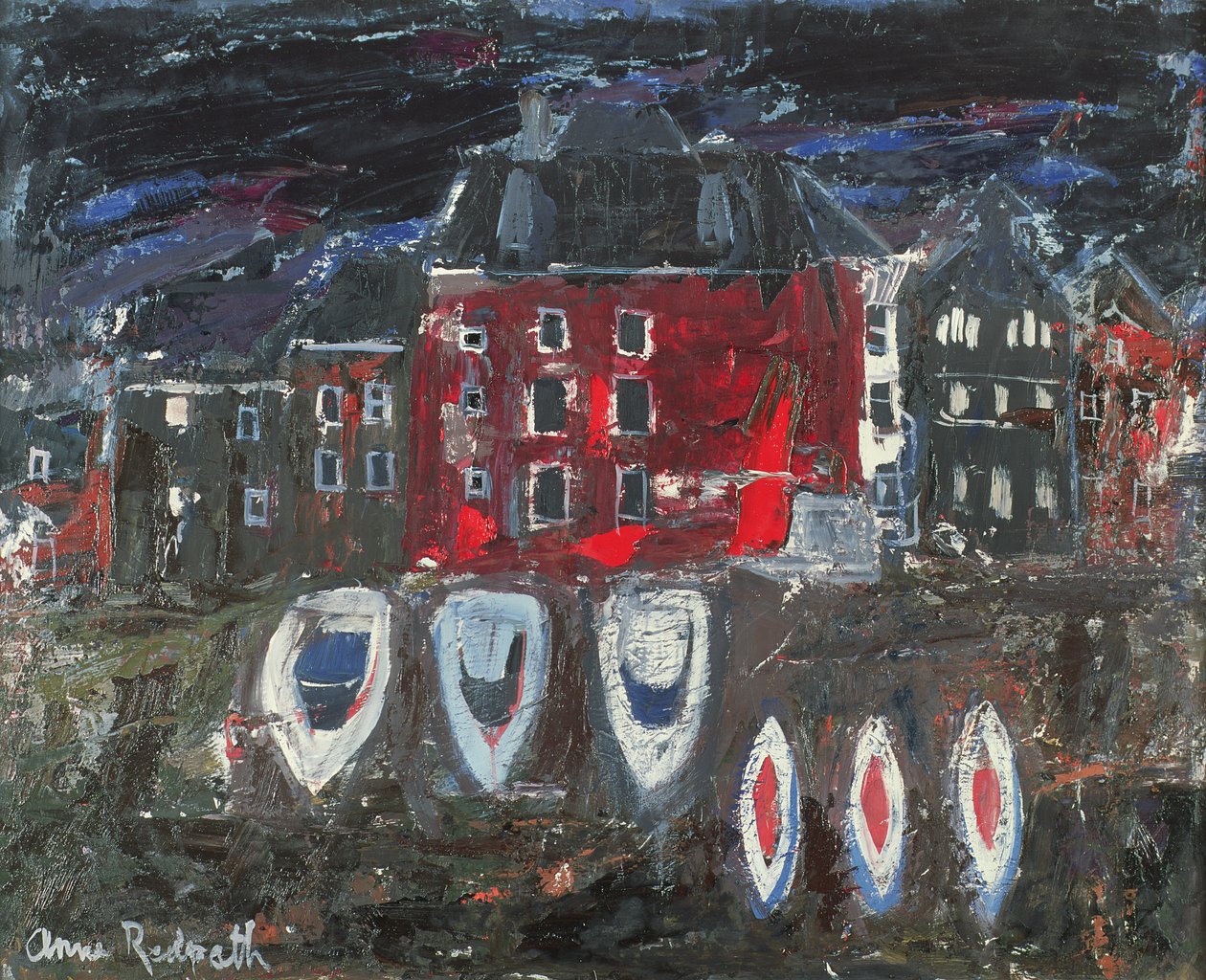 Csónakgyár, Amszterdam (olaj a fedélzeten) alkotó: Anne Redpath