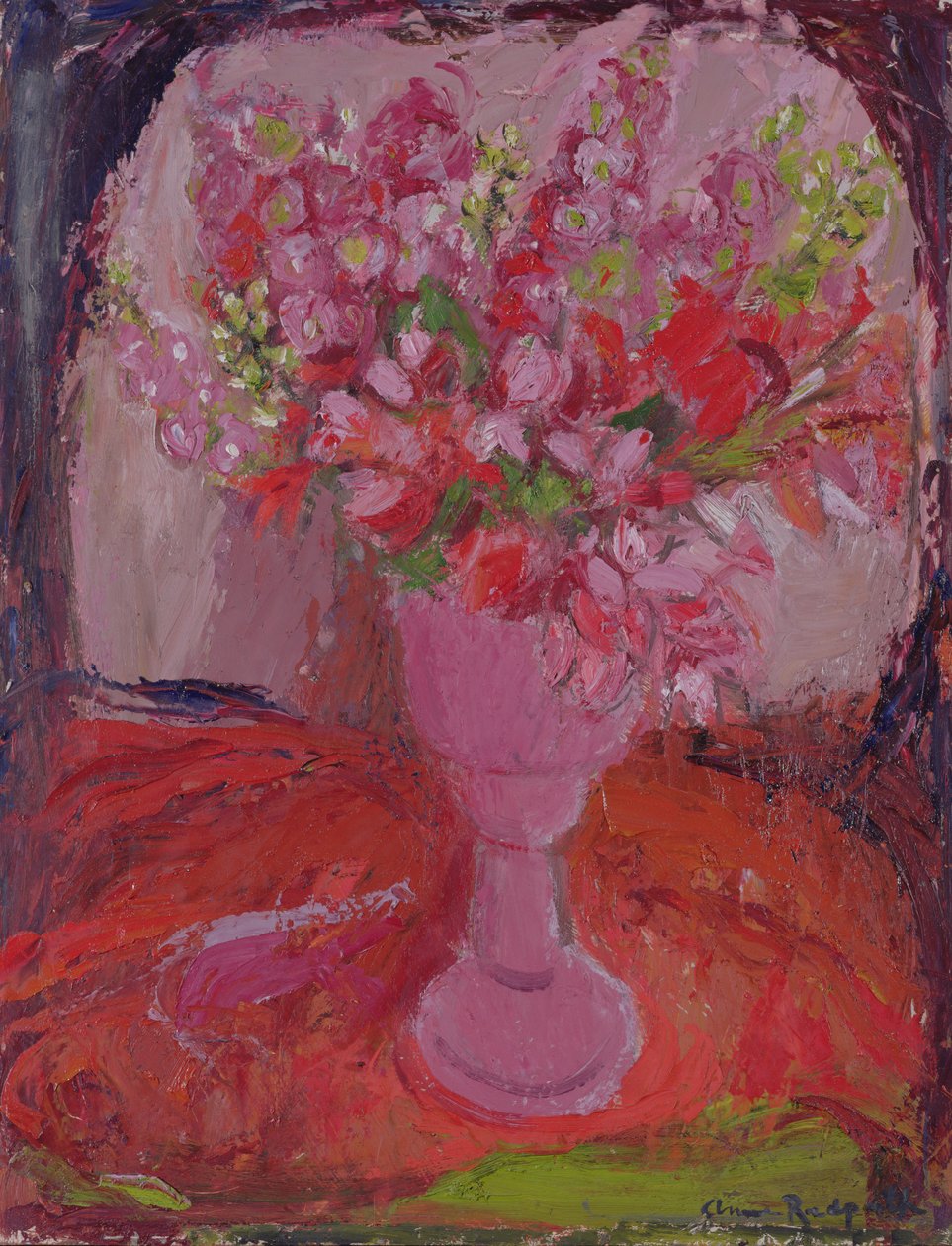 Pink Flowers, 1948 körül (olaj, fedélzeten) alkotó: Anne Redpath