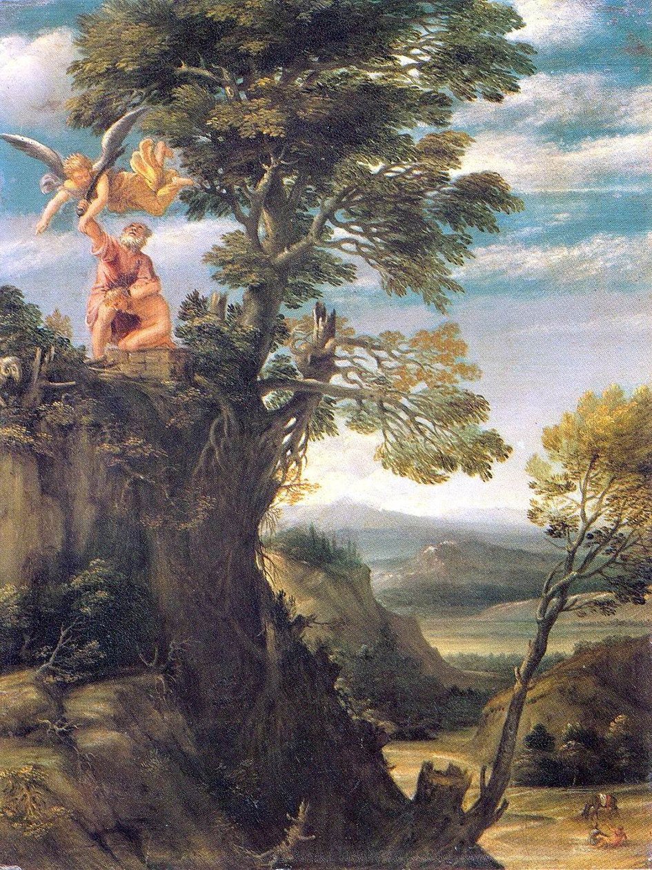 Táj Izsák kötésével alkotó: Annibale Carracci