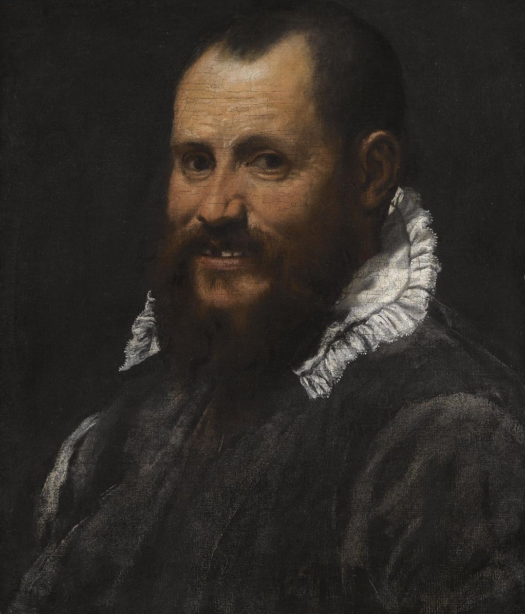 Egy férfi portréja, mellszélessége, fehér gallérban alkotó: Annibale Carracci
