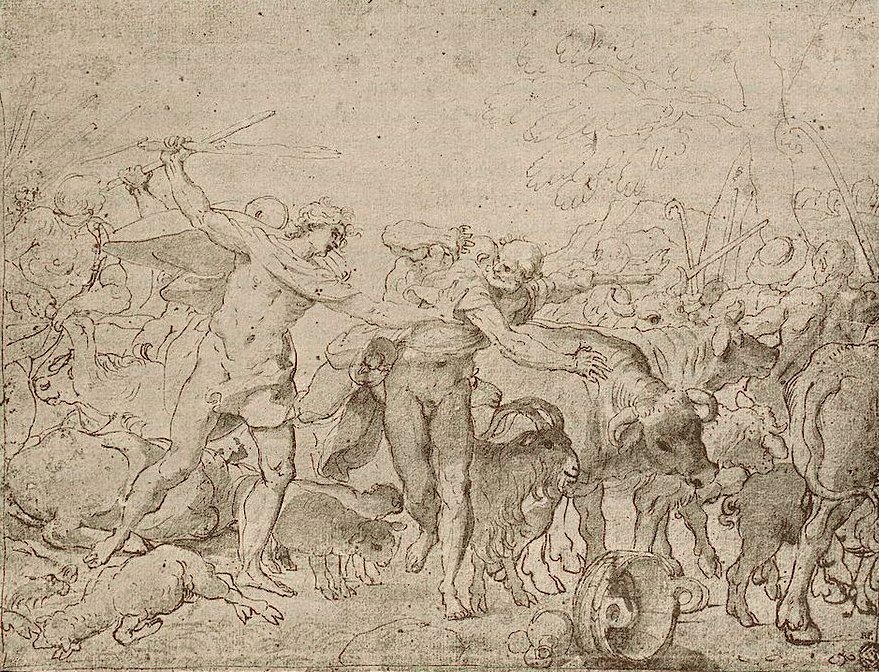 Vázlat a Palazzo Magnani Frescos számára alkotó: Annibale Carracci