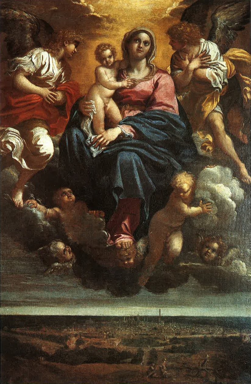 Szűz és gyermek a felhőkben alkotó: Annibale Carracci