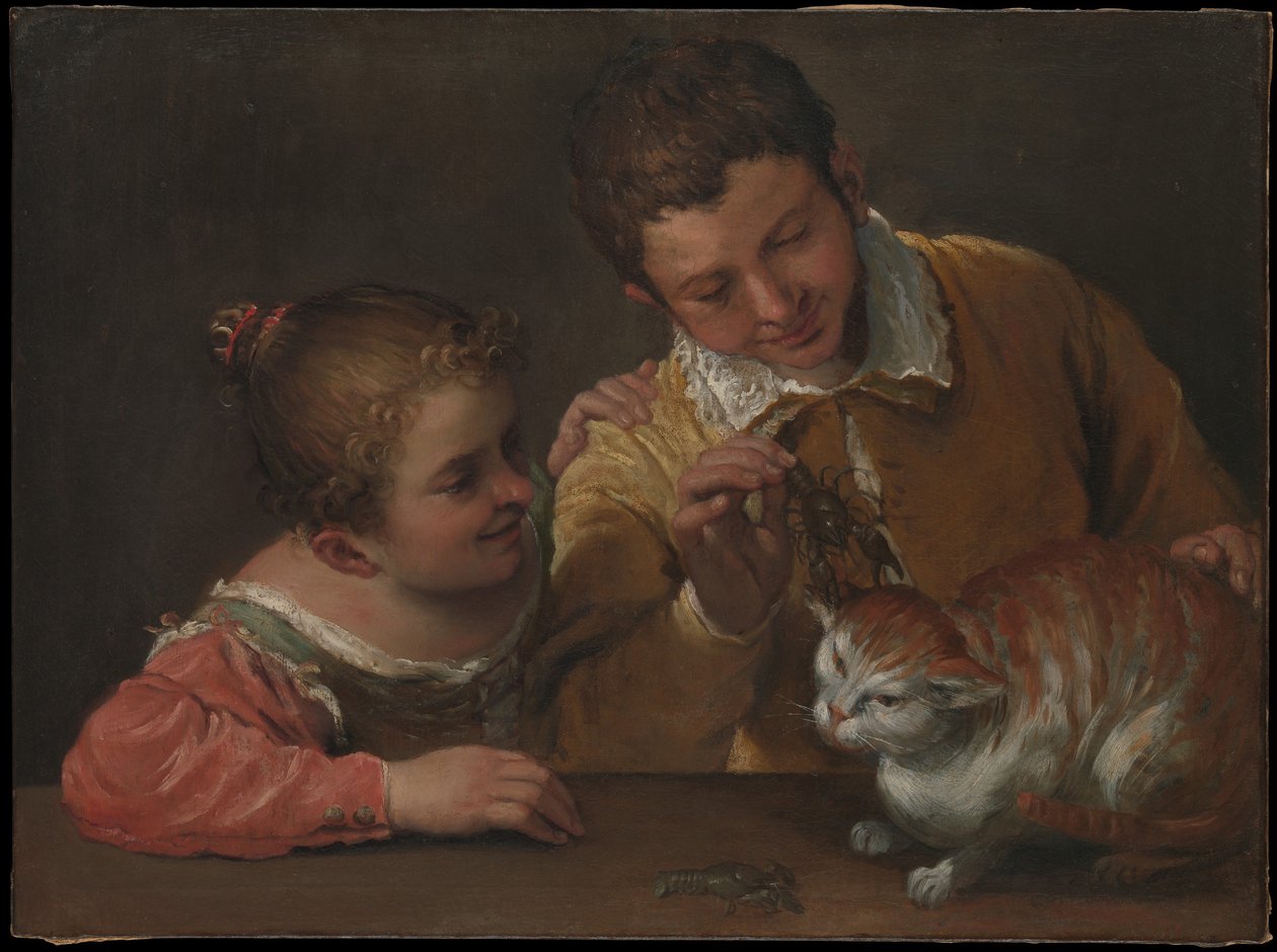 Két gyerek ugrat egy macskát alkotó: Annibale Carracci