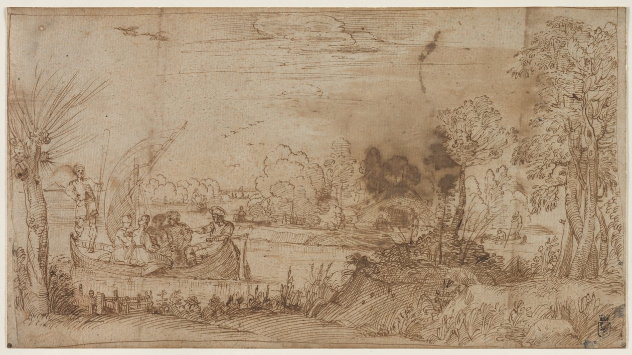 Folyói táj csónakokkal alkotó: Annibale Carracci