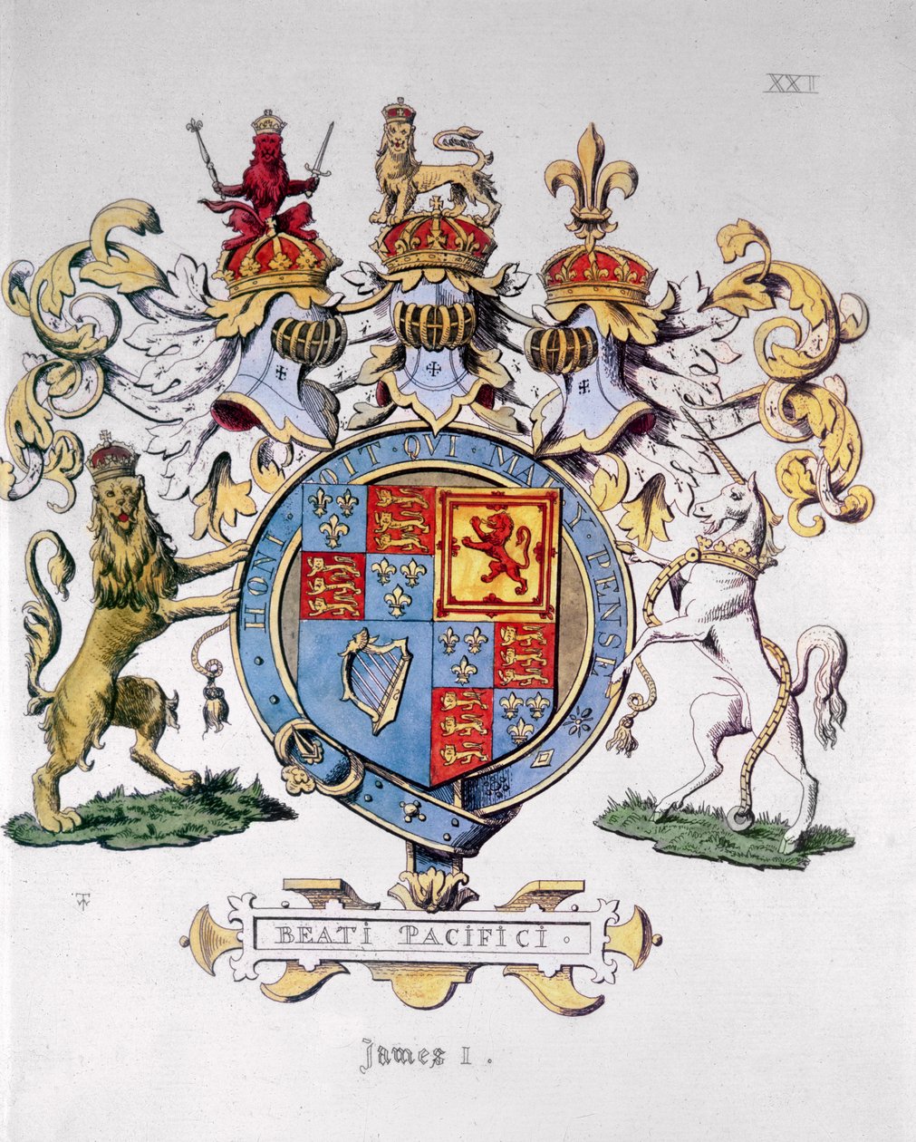 I. Jakab angol király (1603-25) címere (színes nyomtatás) alkotó: Unbekannt Unbekannt