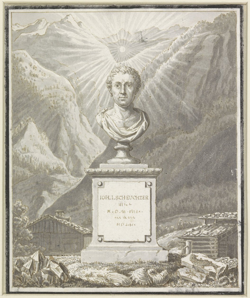 Johann Jakob Scheuchzer portré mellszobra alkotó: Anonymous