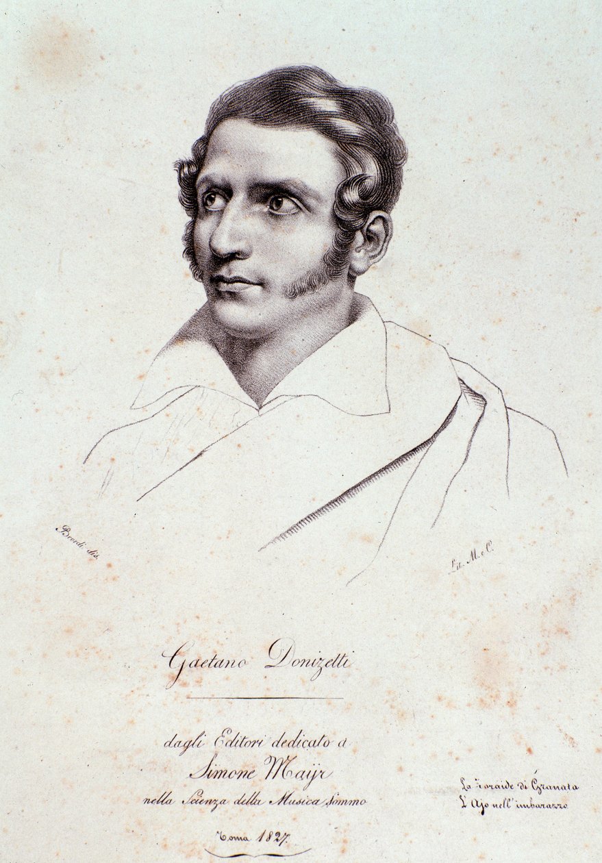 Gaetano Donizetti portréja (metszet alkotó: Anonymous Anonymous