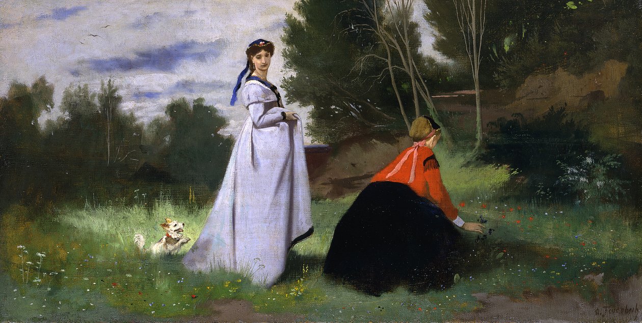 Két hölgy egy tájban, 1867. alkotó: Anselm Feuerbach