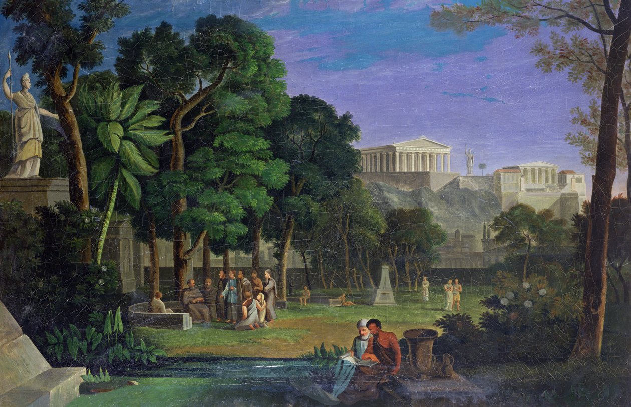 A filozófusok kertje, Athén, 1834 alkotó: Antal Strohmayer