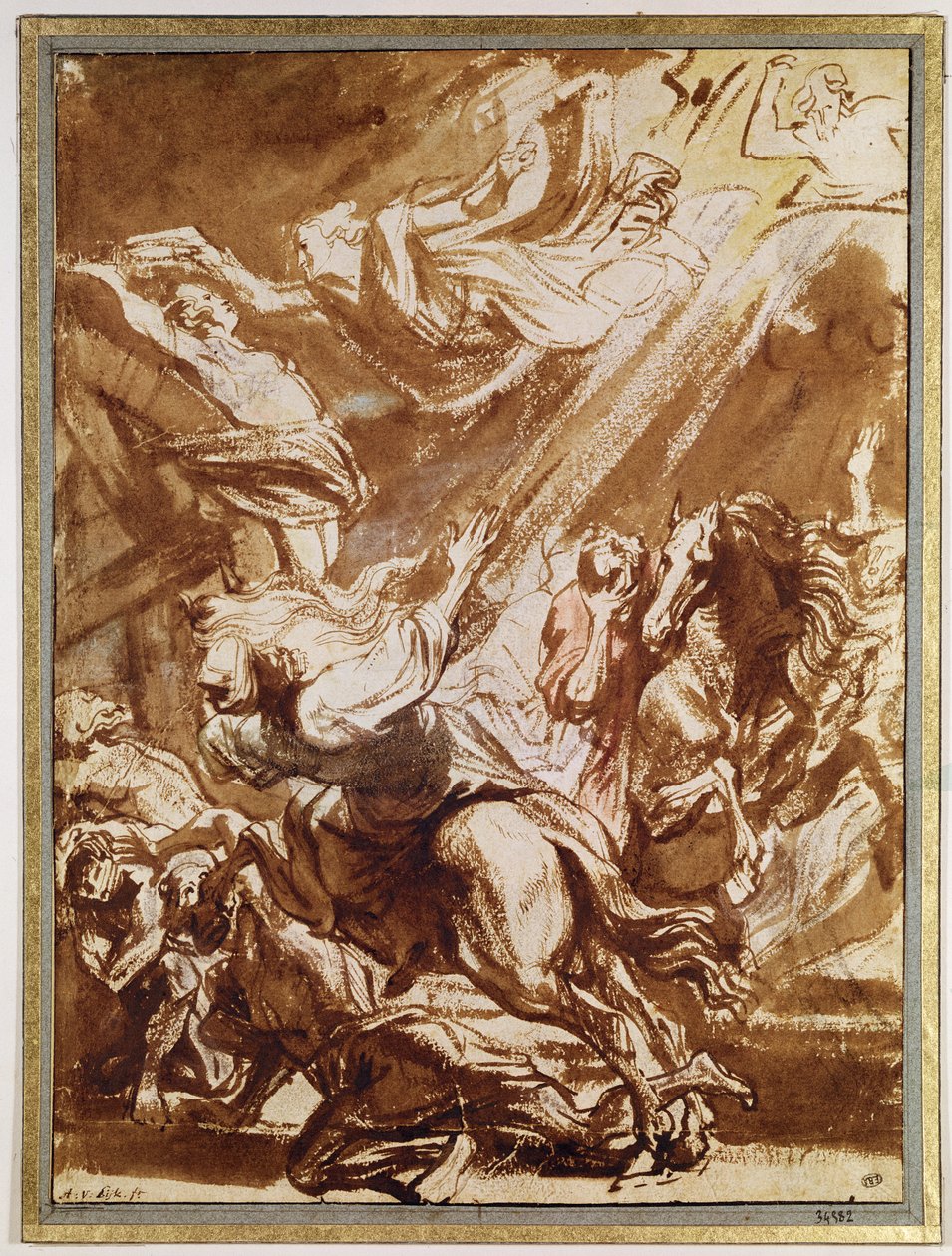 Szent Katalin vértanúsága (toll és mosás) alkotó: Anthony van Dyck