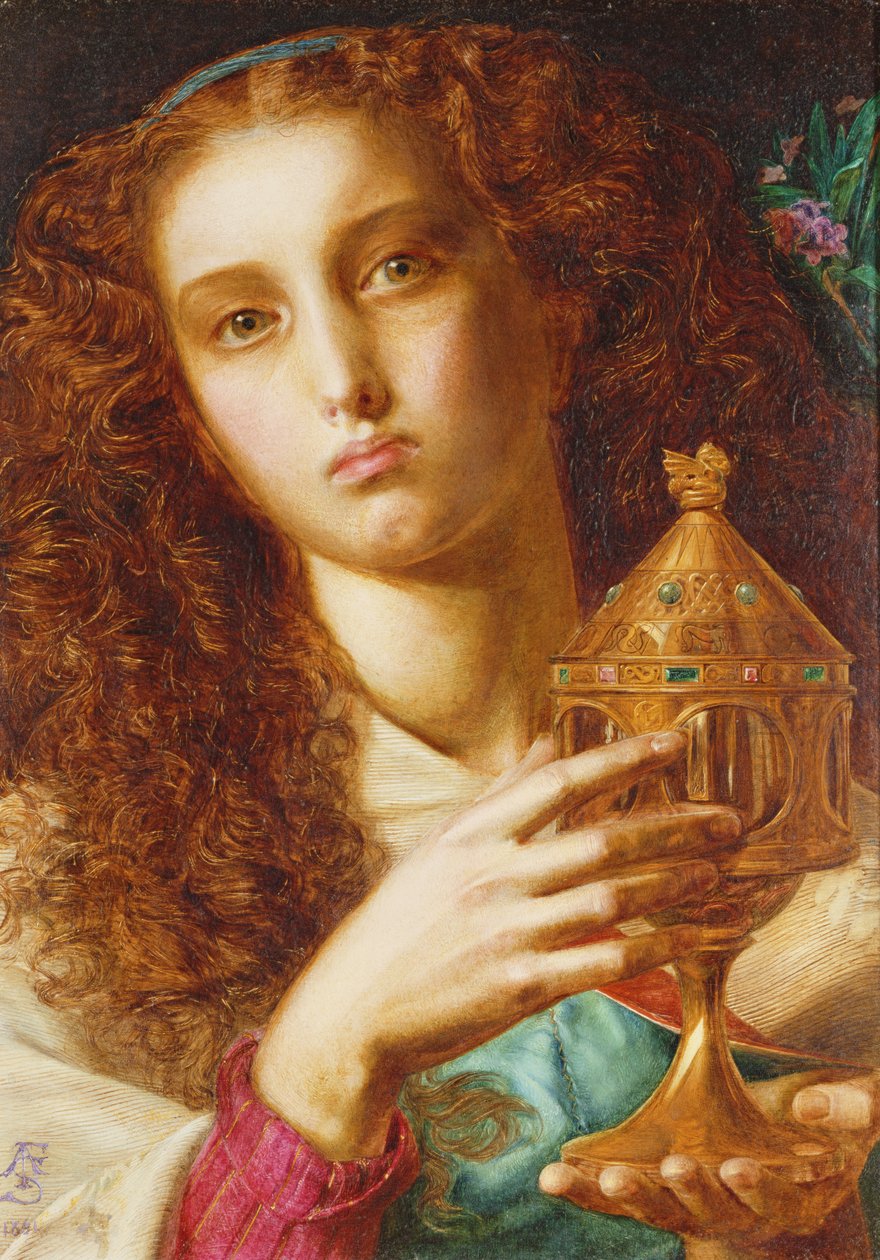 Pelles király lánya, aki a Sancgraalt szüli, 1861 alkotó: Anthony Frederick Augustus Sandys