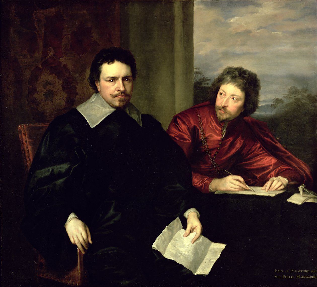 Thomas Wentworth, Strafford grófja (1593-1641) és titkára, Sir Philip Mainwaring (1589-1661) portréja 1634 körül. alkotó: Anthony van Dyck